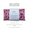 Relaxing eye pillow with floral Liberty Tana Lawn pattern and York Aromatics packaging filled with Lavender from Terrington North Yorkshire.