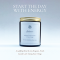 Candle jar with pure essential oils of Bergamot, French Lavender and Sweet Orange.